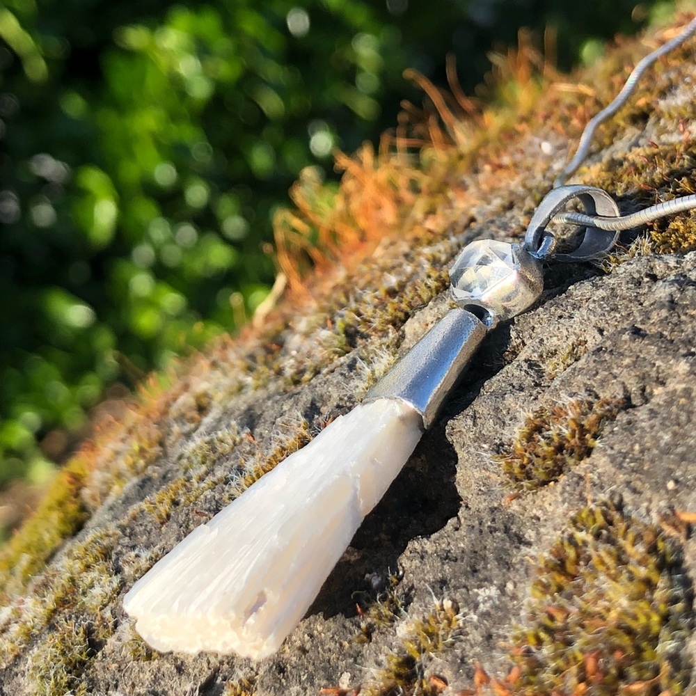 SOLD Scolecite & Herkimer Necklace - Picture 3 of 8